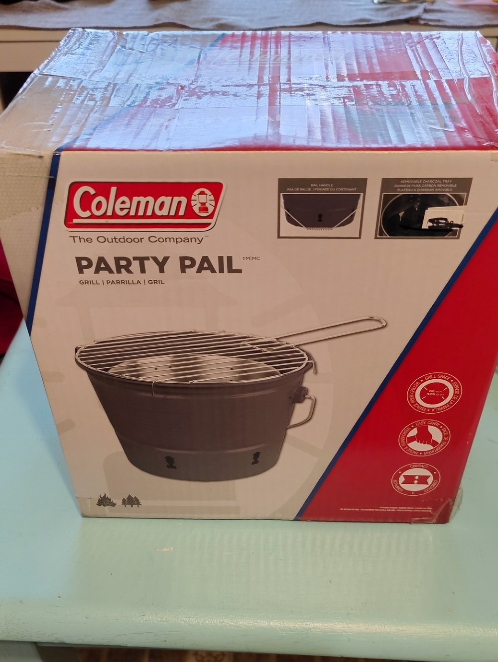 Coleman Party Pail Portable Grill - Red, White, Black